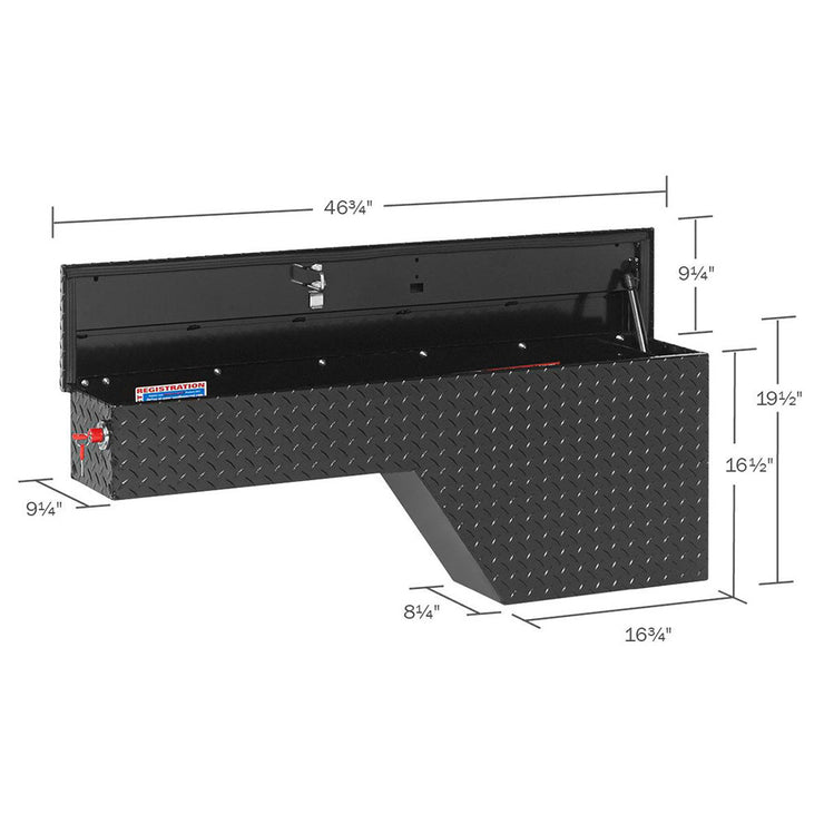 WeatherGuard 170-5-01 Gloss Black Aluminum Pork Chop Box, Driver Side, 2.1 Cu. Ft. - 2